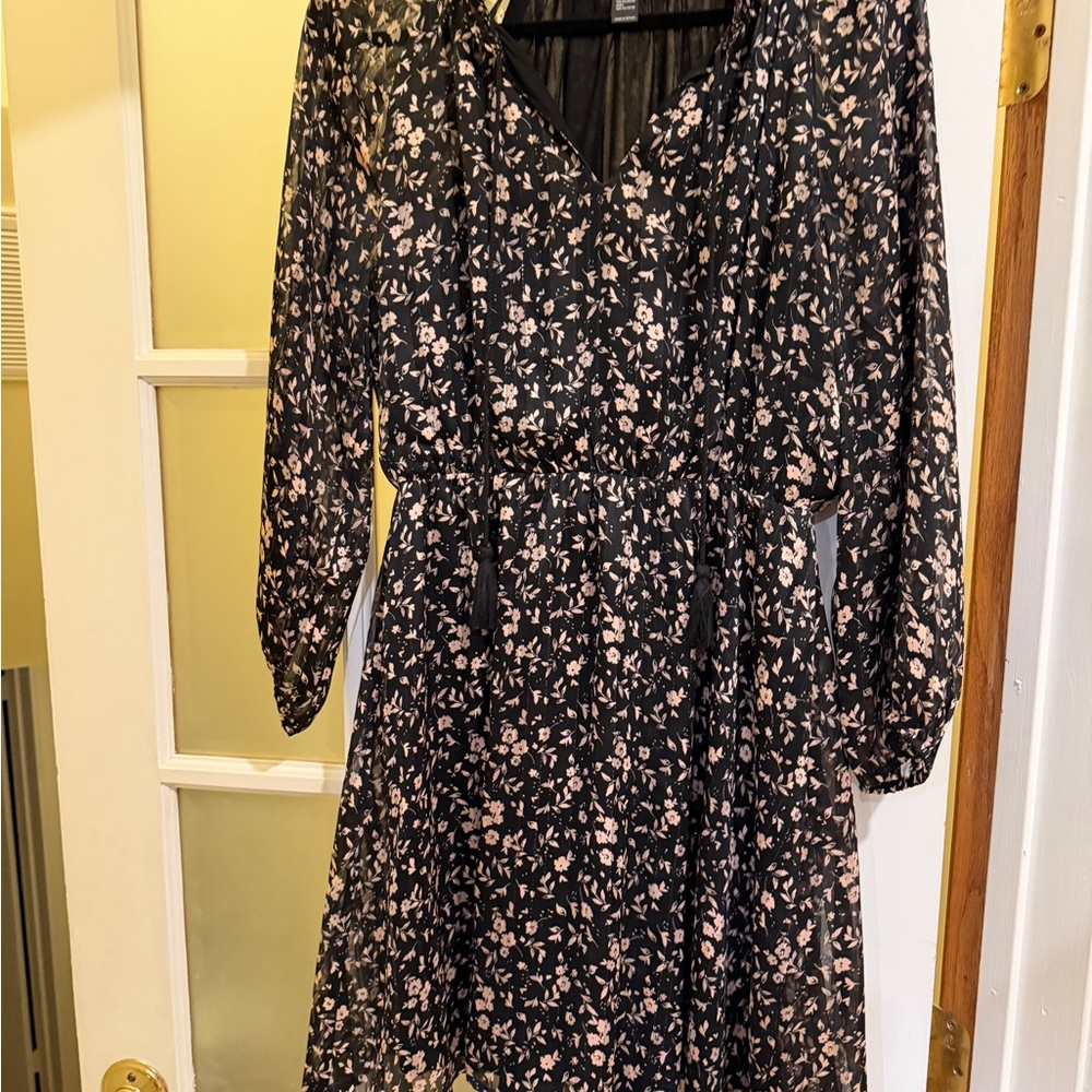 Aqua Black Floral Dress